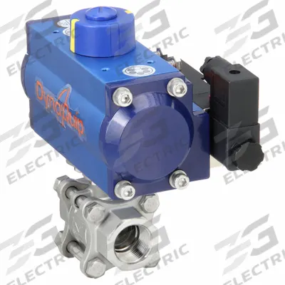 DYNAQUIP CONTROLS Pneumatically Actuated Two-Way Ball Valve: 3/4 in, Stainless Steel - Stainless Steel Pneumatically-Actuated Ball Valves