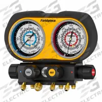 FIELDPIECE Analog Gauge: 4 Valves, 0 Hoses, Series GS, 3 in Gauge, For R-22/R-32/R-410A/R-454B (MPN GS422F). Key specifications — Hose Connection Type: Ball Valve; Product Type: Manifold Gauge Set; For Refrigerant Type: R-454B; Brand: FIELDPIECE; Includes: (1) Operator’s Manual; Gauge Boots: No; Sight Glass: Yes.