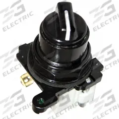 EATON Selector Switch: 30 mm Panel Mounting Size, 2 Positions, Short Lever, 1NO/1NC, Metallic (MPN E34VFBK1-1X). Key specifications — AC Contact Rating: 10 A @ 600 V; Action: Maintained/Maintained; Cam: 1; DC Contact Rating: 5 A @ 250 V; Hazardous Location Specification: Not Rated; Operator Head Material: Polymer; Operator Head Type: Short-Handled Knob; Operator Illumination: Non-Illuminated.