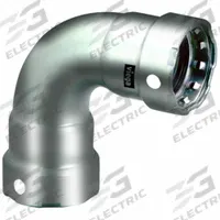 VIEGA MEGAPRESS Crimp Elbow Fitting: 1 1/2 in Pipe x 1 1/2 in Pipe Size, Press-fit x Press-fit, FKM (MPN 91715). Key specifications — Brand: VIEGA MEGAPRESS.