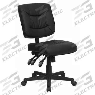 FLASH FURNITURE Office Chair: Cole, Black, Faux Leather Material, 16 3/4 in Back Ht - Armless Office Chairs