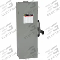 SQUARE D Safety Switch: Non-Fusible, 60 A, Three Phase, 600V AC, Galvanized Steel, Indoor/Outdoor (MPN DTU362RB). Key specifications — attr867131: SQUARE D.
