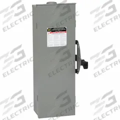 SQUARE D Safety Switch: Non-Fusible, 60 A, Three Phase, 600V AC, Galvanized Steel, Indoor/Outdoor (MPN DTU362RB). Key specifications — attr867131: SQUARE D.