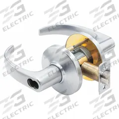 STANLEY SECURITY SOLUTIONS Door Lockset: Storeroom Lever Locksets, Chrome, ADA Compliant, LFIC (MPN 9K37D14DSTK626). Key specifications — Ligature Resistance: Not Ligature-Resistant; Brand: STANLEY SECURITY SOLUTIONS; Lockset Function ANSI Code: F86; Visual Indicator Message: No Message; Lockset Style: Curved Return; ADA Compliant: Yes; Finish: Satin Chromium-Plated : Zinc Alloy.