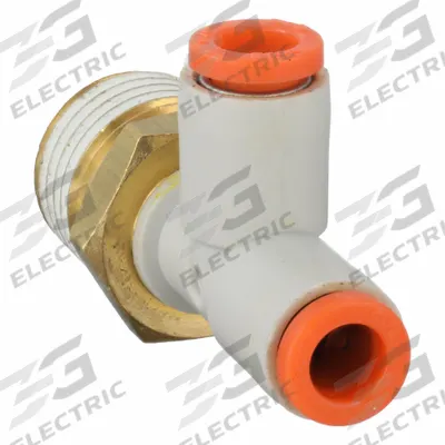 SMC Push-Fit Tee Fitting: 1/4 in Pipe x 3/16 in OD x 3/16 in OD x 1/4 in Pipe Size - Polybutylene & Brass Tube Fittings