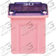 BUSSMANN Automotive Fuse: FMX Series, Pink, Female, Cartridge, Time-Delay, 30 A, 32 V DC, FMX | JCAS (MPN FMX-30LP). Key specifications — Series: FMX; Brand: BUSSMANN; Equivalent Fuse Series: FMX & JCAS.