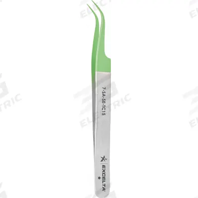 EXCELTA Tweezers: Stainless Steel, Point, Curved Tip - Nonstick Tweezers