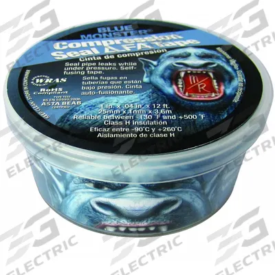 BLUE MONSTER Repair Tape: Heavy Duty, Blue, 1 in Wd, 4 yd Lg, 40 mil Thick, Silicone - Self-Fusing Repair Tape