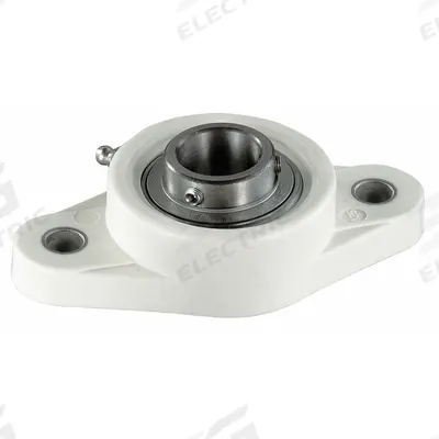 NTN 2 Bolt Flange Bearing: Radial Ball, 1 1/4 in Bore, Polymer, Set Screws - Food-Grade Flange-Mount Ball Bearings