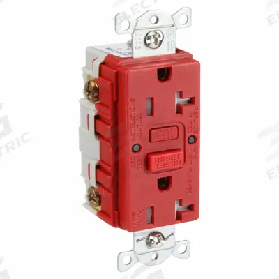 HUBBELL GFCI Receptacle: Duplex, 5-20, Red, GFCI, 125V AC, 20 A, 2 Pole / 3 Wire (MPN GFRTW20R) - General Purpose Receptacles