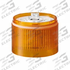 PATLITE Tower Light Module: Flashing/Rotating/Steady, 24V DC, Amber, 100 mm Overall Dia, LR10 (MPN LR10-E-Y). Key specifications — Brand: PATLITE; Compatible with Series: LR10; Lens Color: Amber; Operating Voltage: 24V DC; Manufacturer Part Number: LR10-E-Y.
