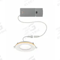 ETI LED Recessed Down Light: 4 in Dia, 650 lm, 2700K/3000K/3500K/4000K/5000K, 9.64 W, 120V AC, White (MPN 53827103). Key specifications — Trim Color: White; LED Replacement For: 60W; Dimmable: Yes; Color Temperature: 2700K; Brand: ETI; Voltage: 120V AC.