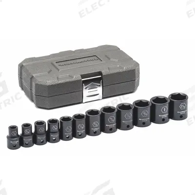 GEARWRENCH Socket Set: 3/8 in Drive Size, 3/8 in to 1 1/16 in Socket Size Range - SAE Impact Socket Sets