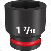 MILWAUKEE Standard Impact Socket: 3/4 in Drive Size, SAE, 1 7/16 in Socket Size, 6-Point, Std (MPN 49-66-6314). Key specifications — attr1215501: MILWAUKEE; attr1215515: Black Phosphate; attr1215518: 1-7/16 in.