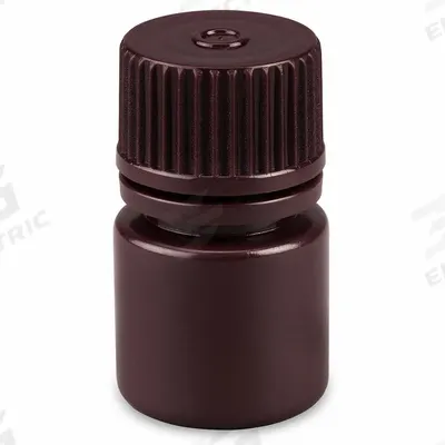GLOBE SCIENTIFIC Storage Bottle: HDPE, 0.27 fl oz, 8 mL, Amber, 20 mm Screw Closure Size - HDPE Narrow Mouth Round Lab Bottles