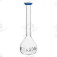 QORPAK Volumetric Flasks: 200 mL, Gray, Round, A, Includes Closure, 3.5 in Overall Ht (MPN 278385). Key specifications — Shape: Round; Body Color: Gray; Brand: QORPAK; USP Specification: Type I.