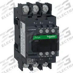 SCHNEIDER ELECTRIC IEC Contactor: Non-Reversing, 3 Poles, 3NO Contacts, 65 A, 120V AC/48V AC Coil (MPN LC1D65A6EHE). Key specifications — Brand: SCHNEIDER; Integrated Surge Suppression: Yes; Nominal Coil Voltage @ 60Hz: 48V AC.