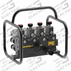 ENERPAC Split Flow Manifold: 2 Inlet Ports, 8 Outlet Ports, 10,000 psi Max Pressure, SFM42. Key specifications — attr1018424: SFM42; attr1018428: ENERPAC.