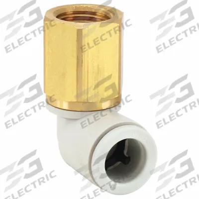 SMC Push-Fit Elbow Fitting: 6 mm OD x 1/8 in Pipe Size, Push-to-Connect x BSPT - Polybutylene & Brass Tube Fittings