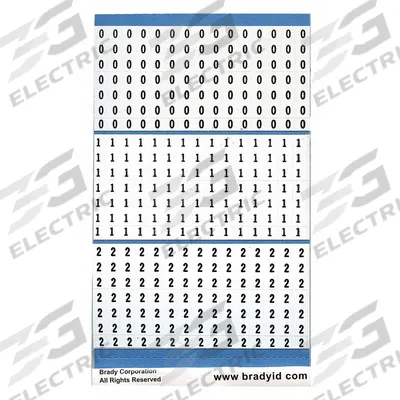 BRADY Wire Marker Book: 0 to 9, Black on White, 450 Labels, Vinyl Cloth - Preprinted Wire Marking Label Sheets