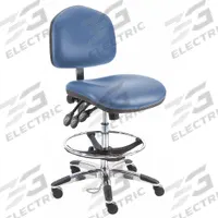 Ergonomic Chair: Vinyl, Armless, Ht Range 21 in to 31 in, 21 1/2 in Seat Wd, 19 in Seat Dp, 0 Glides (MPN WAT-DCRB-TLC-WW-BLUE). Key specifications — Foot Support: Yes; Back Tilt Backward: 80°; Back Tilt Forward: 105°; Base Material: Aluminum; Brand: BENCHPRO; Product Type: Cleanroom Ergonomic Chair; Cleanroom Class: ISO 5; ESD-Safe: Not ESD Safe.