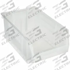 AKRO-MILS Super Size Bin: 20 in Overall Lg, 12 3/8 in x 8 in, Clear, Stacking Capable (MPN 30281SCLAR). Key specifications — Mobility: Stationary; Material: Plastic; Brand: AKRO-MILS; Stackable: Stacking Capable.