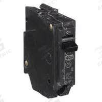 GE Miniature Circuit Breaker: THQL, 40 A, 120/240V AC, Single Phase, 10kA at 120/240V AC, Std (MPN THQL1140). Key specifications — Amps: 40 A; AC Voltage Rating: 120/240V AC; Phase: Single; Max. AIR Rating: 10kA at 120/240V AC; For Use With: Power Mark Gold Load Centers and AQ Lighting Panels.