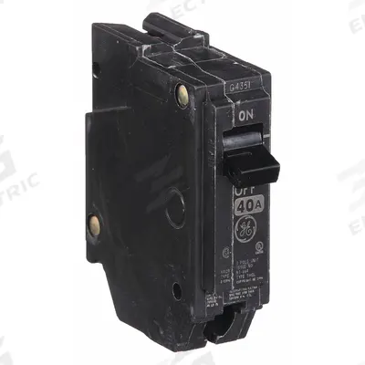 GE Miniature Circuit Breaker: THQL, 40 A, 120/240V AC, Single Phase, 10kA at 120/240V AC - THQP, THQL & THHQL Series, Plug-In GE Miniature Circuit Breakers