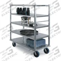 LAKESIDE Banquet Cart: 2,500 lb Max Load Capacity, 5 Shelves, 29 in Overall Wd, 62 in Overall Ht (MPN 4567). Key specifications — NSF Certified: Yes; Material: Aluminum; Brand: LAKESIDE; Includes Handle: Yes; Shelf Edge Style: All Edges Down.