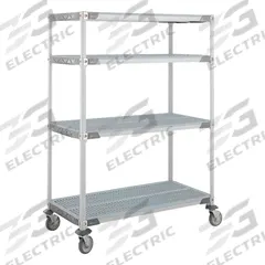 METRO Plastic Shelving: 38 in x 26 in, 67 in Overall Ht, 4 Shelves, NSF Approved (MPN 3TJ71). Key specifications — Resistance Properties: Antimicrobial; Corrosion-Resistant; Shelf Configuration: Standalone; Brand: METRO; NSF Approved: Yes; Number of Shelves: 4; Caster Wheel/Configuration: (2) Swivel Casters; Material: Polymer.