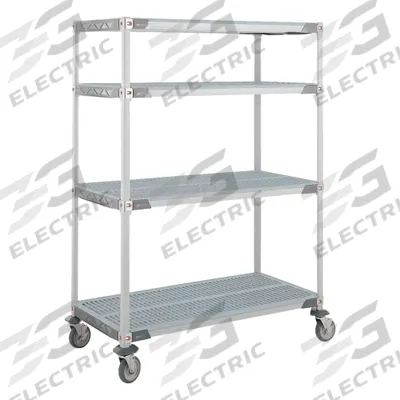 METRO Plastic Shelving: 38 in x 26 in, 67 in Overall Ht, 4 Shelves - Harsh-Environment Antimicrobial Mobile Plastic Shelving