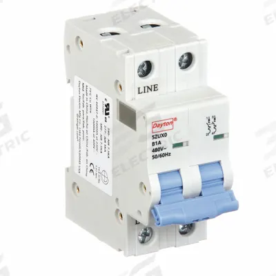Dayton Supplementary Protector: 1 A Amps, 7.5kA at 480V AC, Screw Clamp, NDB2-63 - B-Curve, 2-Pole UL1077 DIN Rail-Mount Supplementary Protectors