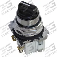 EATON Selector Switch: 30 mm Panel Mounting Size, 2 Positions, Short Lever, 1NO/1NC, Metallic (MPN 10250T20KB). Key specifications — AC Contact Rating: 10 A @ 600 V; Action: Maintained/Maintained; Cam: 3; DC Contact Rating: 5 A @ 250 V; Hazardous Location Specification: Not Rated; Operator Head Material: Polymer; Operator Head Type: Short-Handled Knob; Operator Illumination: Non-Illuminated.