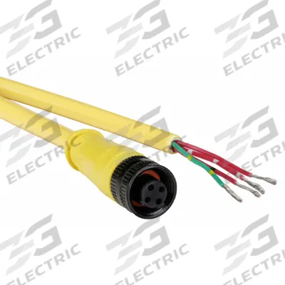 BRAD HARRISON Cordset: 1/2"-20 Male Straight x 1/2"-20 Female Straight, 5 Pins, Yellow - Double-Ended Cordsets