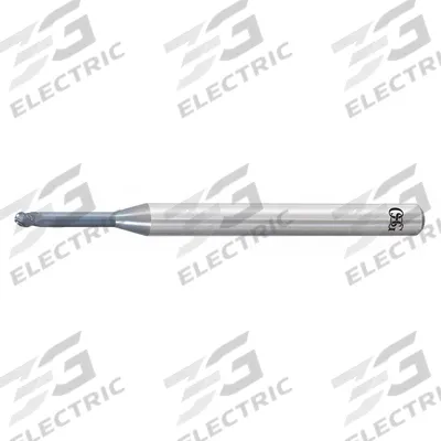 OSG Ball End Mill: Carbide, WXS Coated, 3 Flute, 2 mm Mill Dia, 1.5 mm LOC - Pencil-Neck Carbide Ball End Mills for Hardened Materials