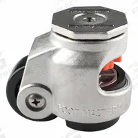 FOOT MASTER Leveling Caster: 63 mm Wheel Dia, 110 lb Load Rtg., Nylon Wheel, Stainless Steel Frame (MPN SGDN-80-S-NYN). Key specifications — attr1111504: FOOT MASTER; attr1111527: 110 lb; attr1111552: Handle/Spanner.
