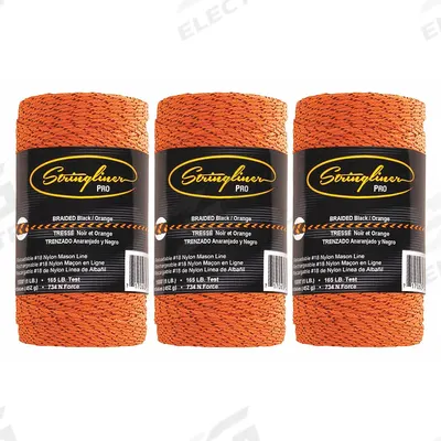 STRINGLINER Mason's Line: Line Type Braided, Material Nylon - Masonry Leveling Line