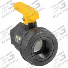 BANJO Manual Two-Way Ball Valve: 1 1/2 in, Polypropylene, Straight, FNPT x FNPT, Three-Piece, Lever (MPN UV150FPV). Key specifications — Brand: BANJO; Handle: Lever.