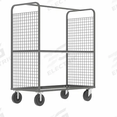 VALLEY CRAFT Cage Cart: 2,000 lb, Overall Dim. 57 in L x 30 in W x 68 in H, Adj, 1 Shelves - Dual-Side-Access with Wire Shelves