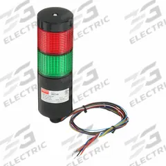 DAYTON Tower Light Assembly: 2 Tier, Green/Red, No Sounder Tier, 6 11/16 in Overall Ht, 26ZT40. Key specifications — Manufacturer Part Number: 26ZT40; Brand: DAYTON; Operating Voltage: 90 to 240V AC; Light Tier Color: Green.