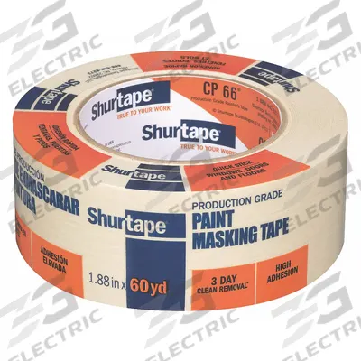 SHURTAPE Painter's Tape: CP 066, Tan, 1 7/8 in Roll Wd, 60 1/8 yd Overall Roll Lg - General Purpose Masking Tape