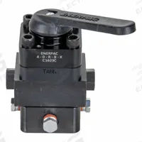 ENERPAC Control Valve: 4.5 gpm Max Flow Rate, Three Positions, 3/8 in NPT x 3/8 in NPT x 3/8 in NPT (MPN VC4L). Key specifications — attr1018270: Load Holding; attr1018253: ENERPAC; attr1018249: VC4L; attr1018300: Manual; attr1018289: VC; attr1416406: 3/8" NPT.
