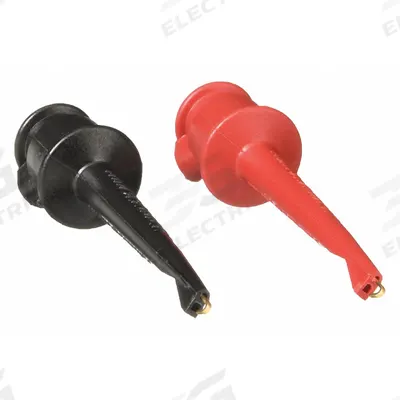 POMONA Mini Hook Clip: 2 3/8 in Lg, Beryllium Copper, Nylon, 5 A Max Current, Red - Mini Hook Clips