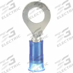 3M Ring Terminal: Blue, Nylon Insulation, #8 Stud Size, 16 AWG to 14 AWG Wire Sizes, 1,000 V (MPN MNG14-8RX). Key specifications — attr1308027: 3M.