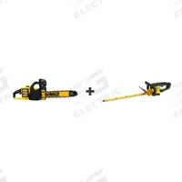DEWALT Chainsaw Kit: 20V MAX*, Chainsaw and Hedge Trimmer, 22 in Hedge Trimmer Blade Lg, 9.0 Ah (MPN DCCS670X1/DCHT821B). Key specifications — Battery Capacity: 9.0 Ah; Combo Type: Chainsaw and Hedge Trimmer.