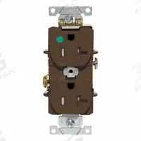 LEVITON Tamper-Resistant Duplex Receptacle: Hospital Grade, Duplex, 5-20R, Brown, 125V AC, 20 A (MPN T8300)