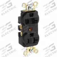 HUBBELL Receptacle: Duplex, 5-20, Black, 125V AC, 20 A, 2 Pole / 3 Wire (MPN HBL5352BK)