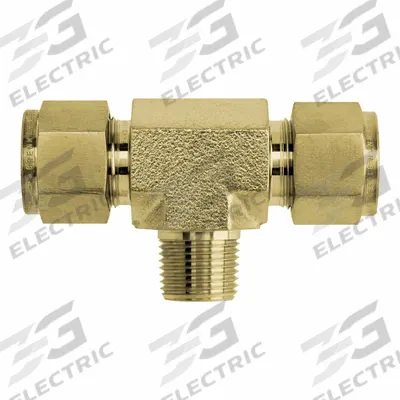BRENNAN INDUSTRIES Compression Tee Fitting: 1/4 in OD x 1/4 in OD x 1/4 in Pipe Size - Clean & Bagged Double-Ferrule Brass Compression Fittings