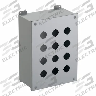 HAMMOND Push Button Enclosure: 30mm, 12 Holes, Carbon Steel - Enclosures for 30mm Operators