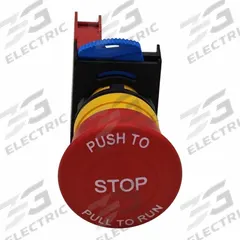 DAYTON Emergency Stop Push Button: Non-Illuminated, Mushroom Head Profile, Non-Metallic, 22 mm, 1NC (MPN GGS_116329). Key specifications — Brand: DAYTON; Action: Maintained; Push Button Material Type: Non-Metallic.